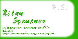 milan szentner business card